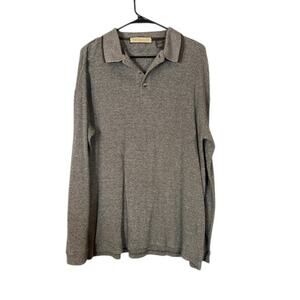 Naturalife Brown Long Sleeve Collared Cotton Blend Knit Sweater Men Sz L